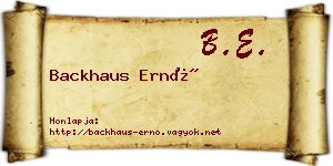 Backhaus Ernő névjegykártya
